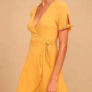 Lulus My Philosophy Golden Yellow Wrap Dress